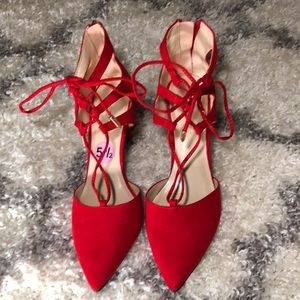 Marc fisher lace up pointy toe pumps